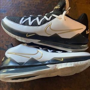 Lebron 16s Gold Black and White